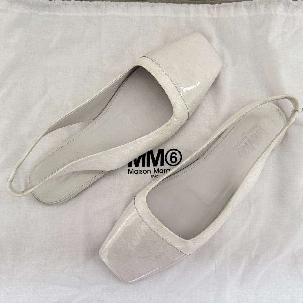 Maison Martin Margiela Glossy White Slingback Flats
